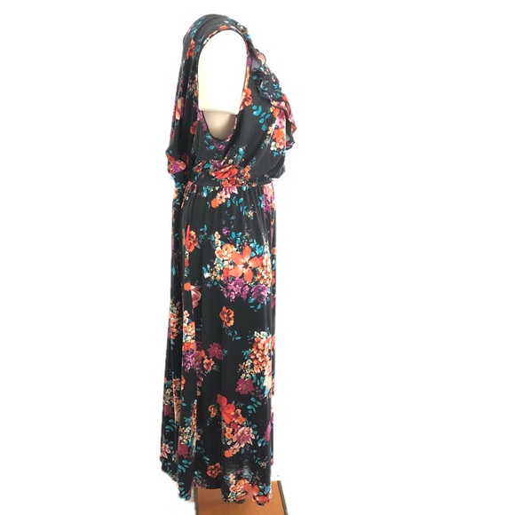 NWT Plus Moda Maxi Dress Floral Ruffle Collar 3X - Picture 3 of 9